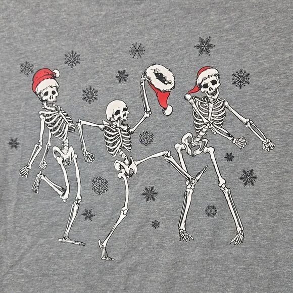 Boys 10/12 Christmas Shirt Santa Skeletons Dancing Floss Dance Backpack Kid Gray - Picture 3 of 9